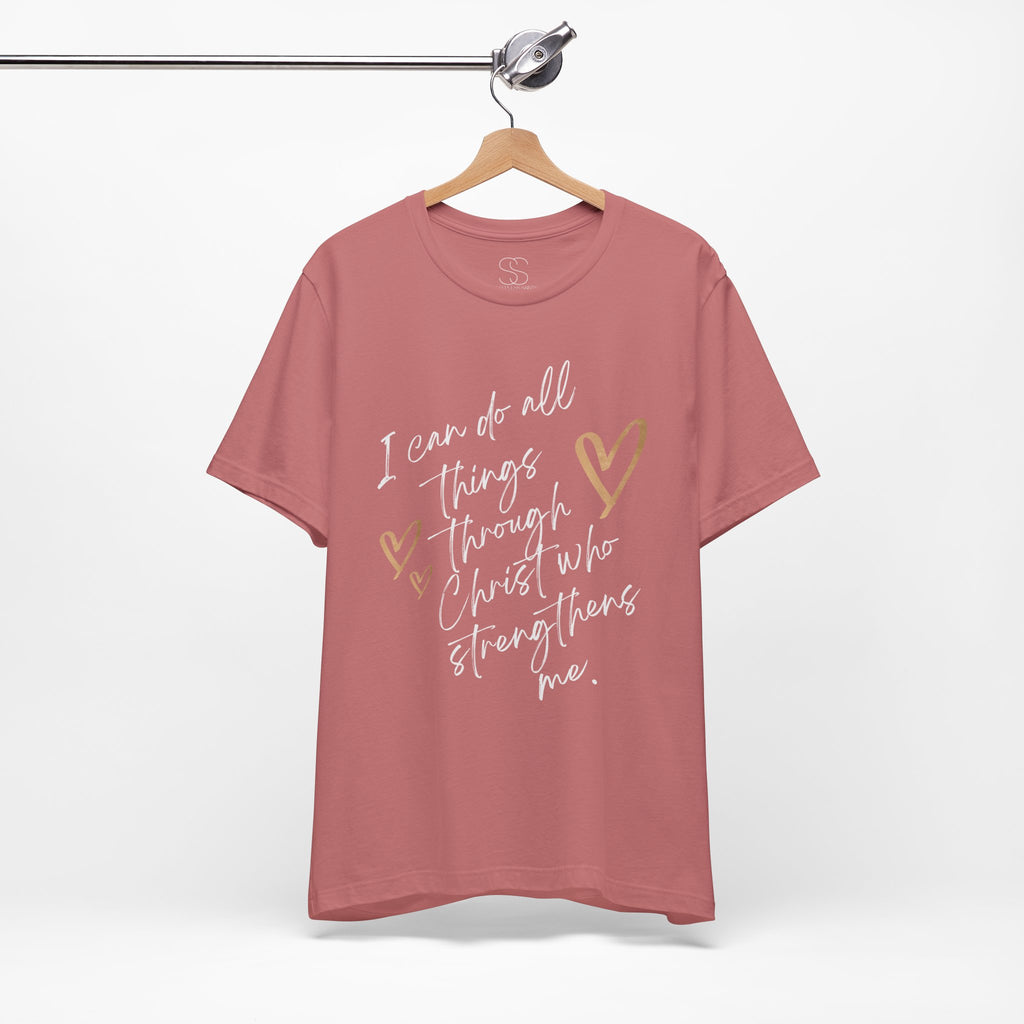 Christian Faith T-Shirt — "I can do all things through Christ who strengthens me" Script Tee