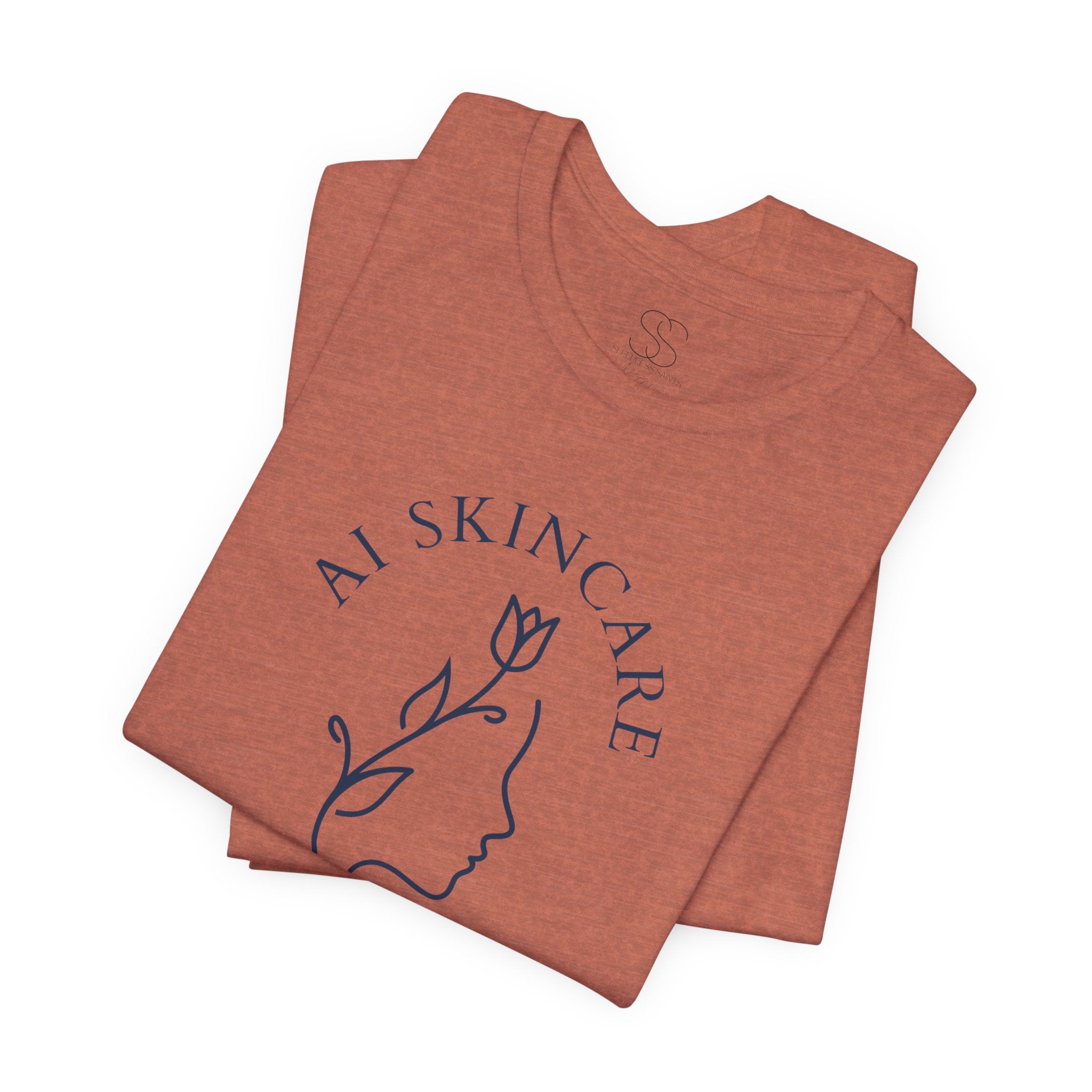 Skincare Logo Tee — AI Skincare Minimalist Floral Face T-Shirt