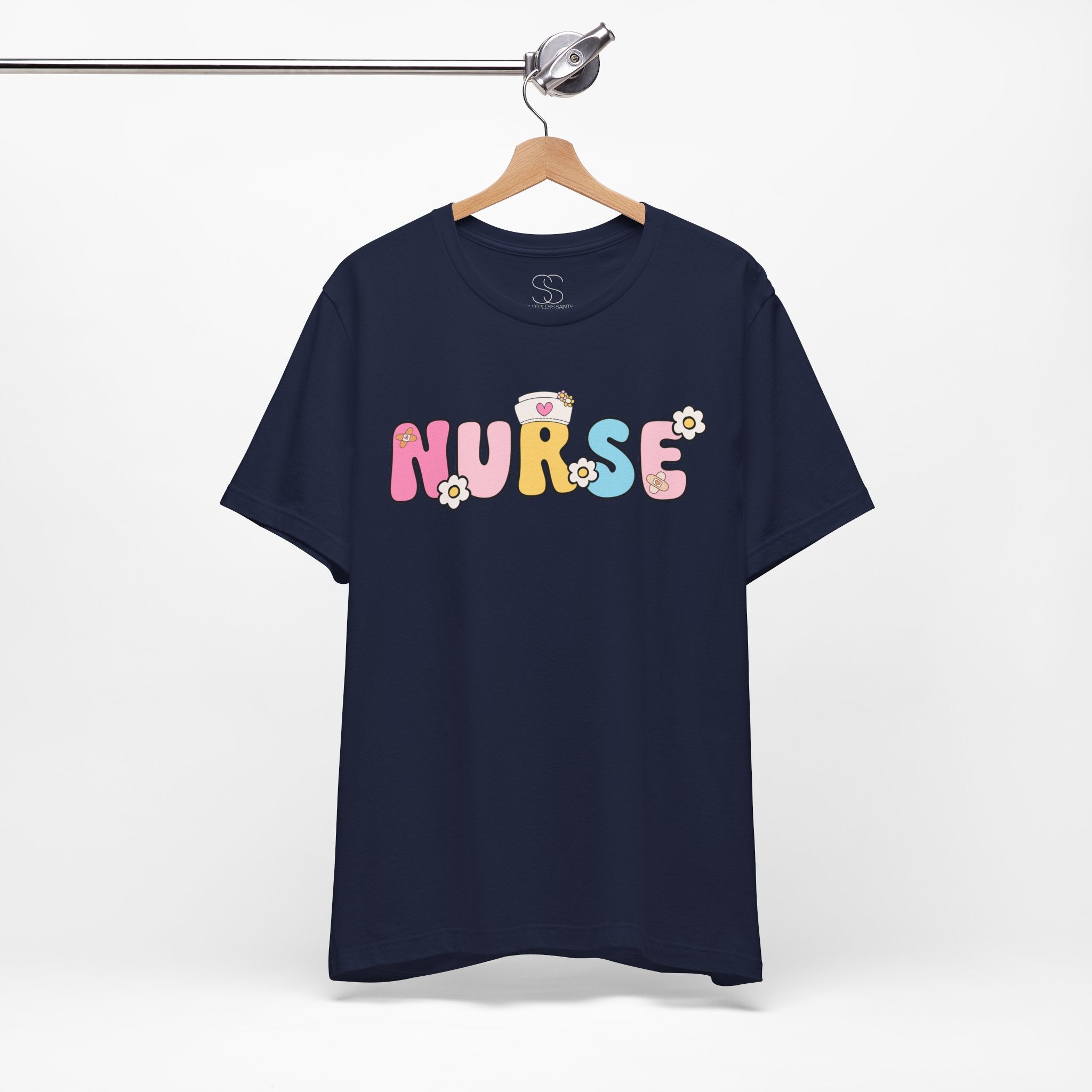 Nurse Floral Bubble Letter T-Shirt — Cute Pastel Tee