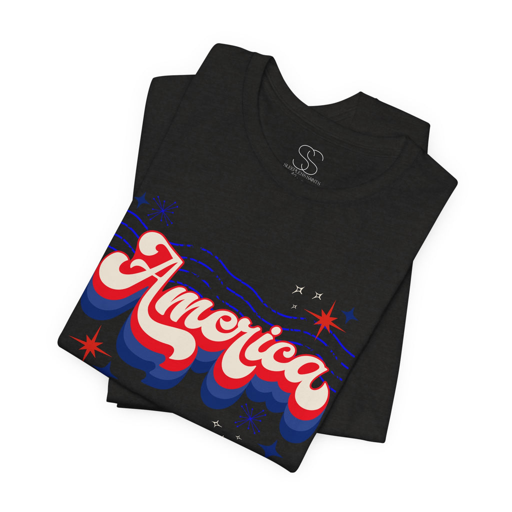America Retro Graphic Tee - Patriotic 4th of July T-Shirt