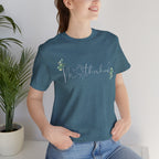 Motherhood Tee — "Motherhood" Script Floral Graphic Short Sleeve Shirt