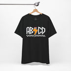 ABCD Lightning Bolt Tee - Retro Racing Checkerboard Graphic T-Shirt