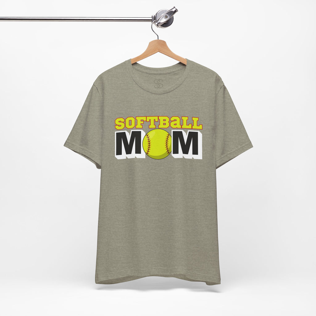 Softball Mom T-Shirt — Yellow Softball Graphic Tee for Baseball/Softball Moms