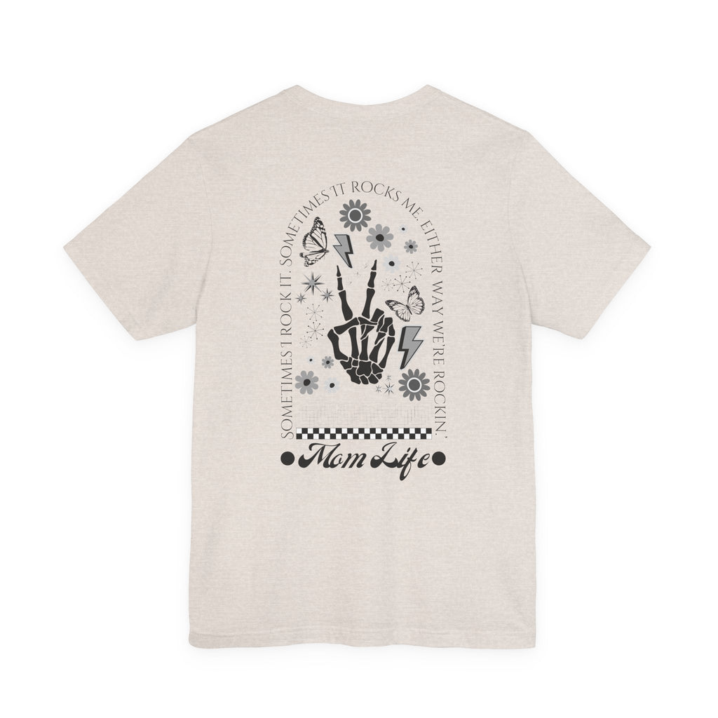 Mom Life Tee — Floral Skeleton Hand Graphic Motherhood T‑Shirt