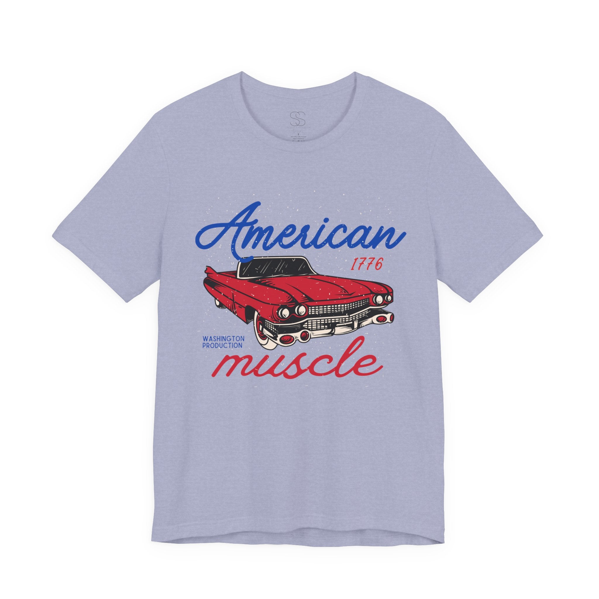 American Muscle Tee - Vintage Red Classic Car 1776 Patriotic Shirt