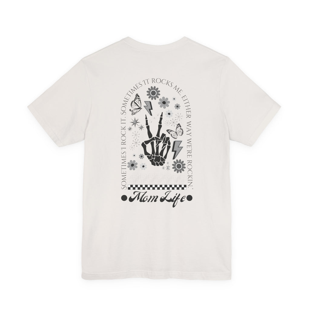 Mom Life Tee — Floral Skeleton Hand Graphic Motherhood T‑Shirt
