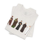 Saints Lineup T‑Shirt — Minimal Catholic Saints Illustration Tee