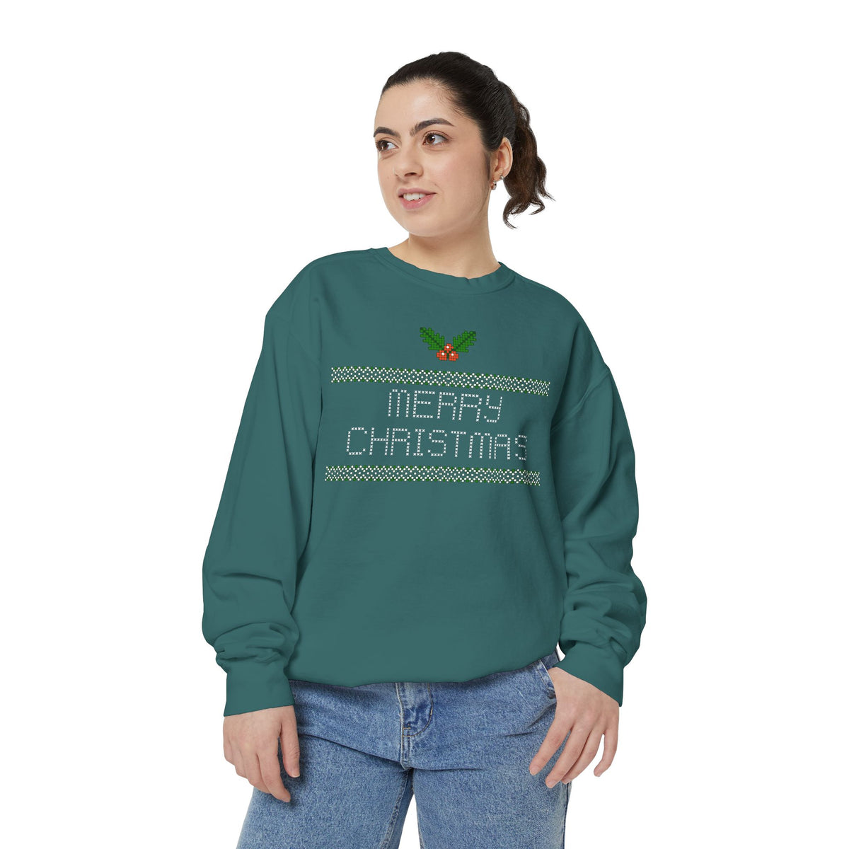 Merry Christmas Stitching Unisex Garment-Dyed Sweatshirt