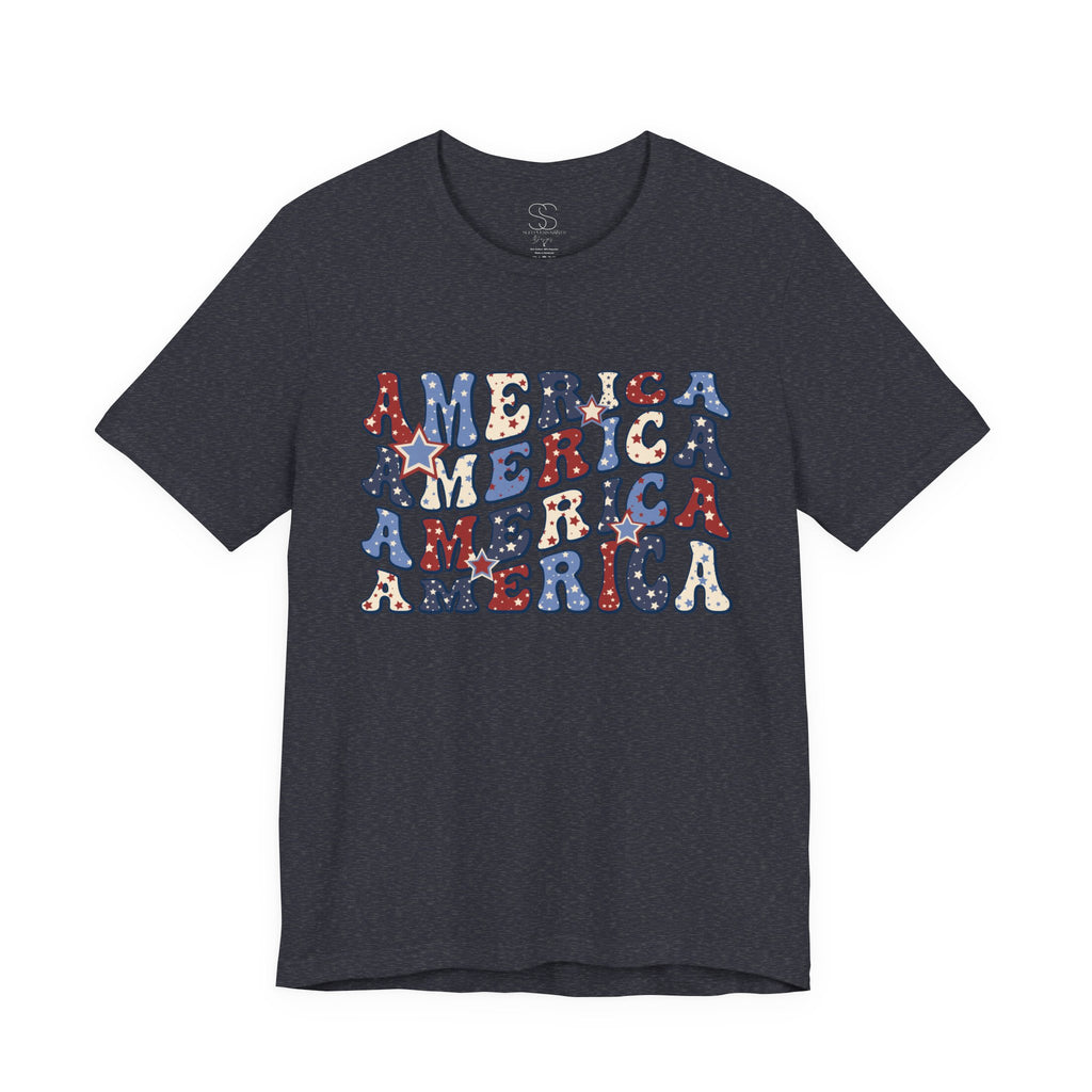 America Retro Adult T-Shirt - Vintage Patriotic 4th of July Tee