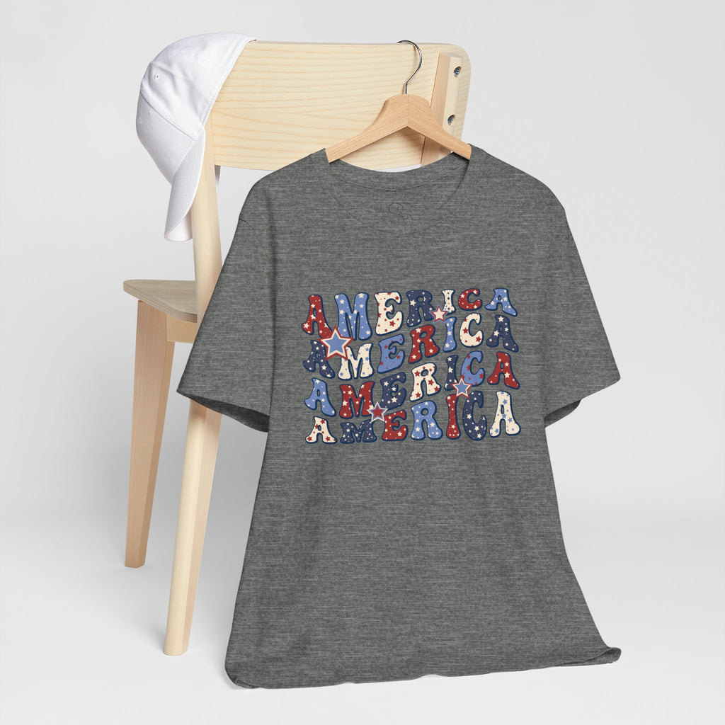 America Retro Adult T-Shirt - Vintage Patriotic 4th of July Tee