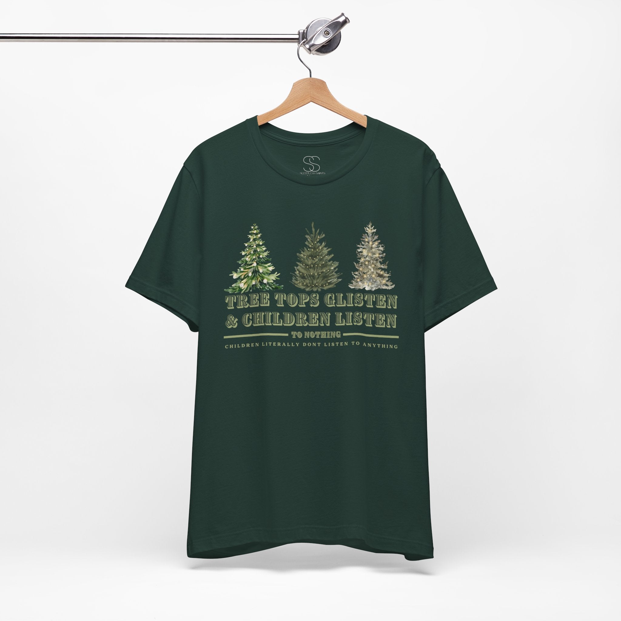 Tree Tops Glisten & Children Listen Holiday Graphic T-Shirt