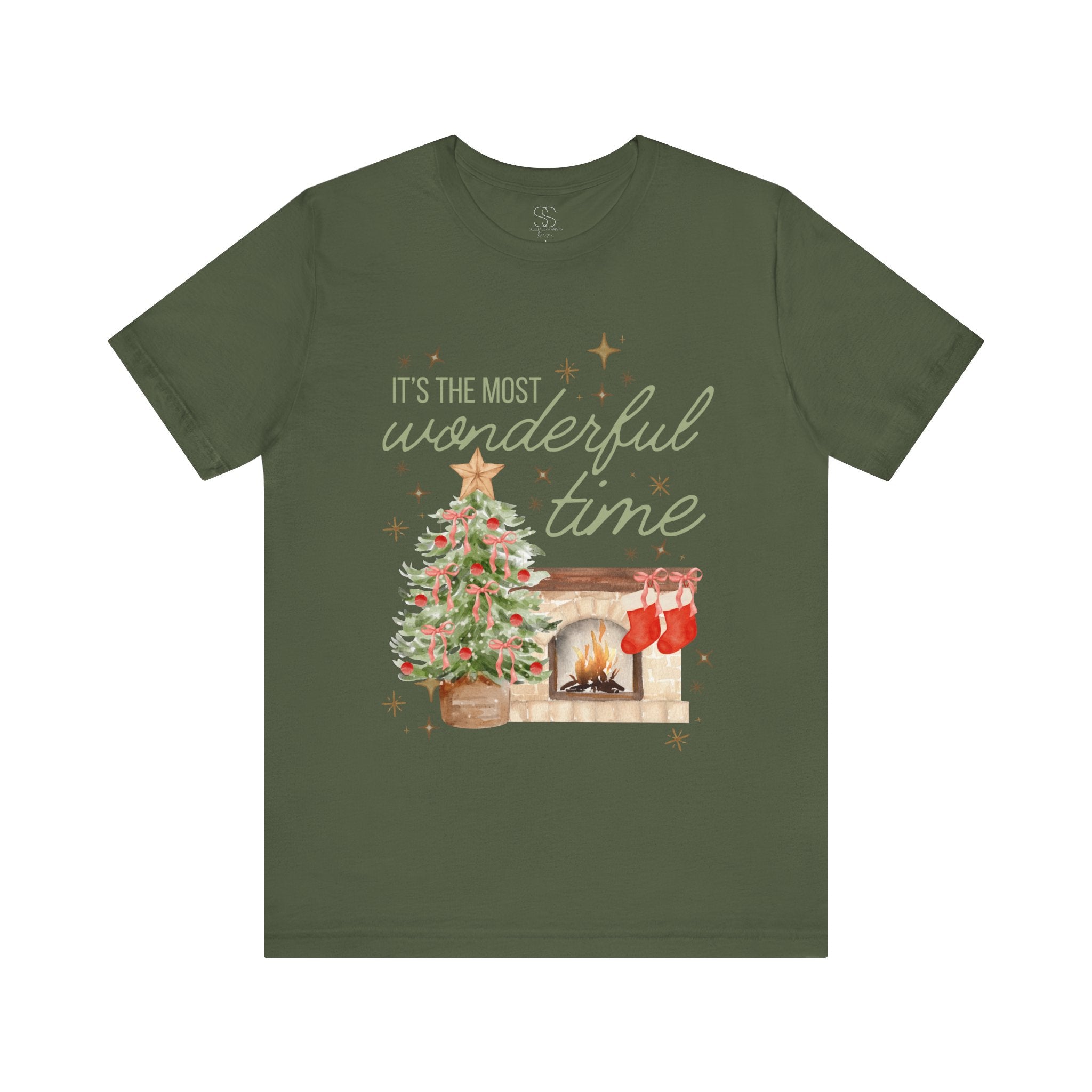 It's the Most Wonderful Time Christmas T-Shirt — Holiday Tree & Fireplace Tee