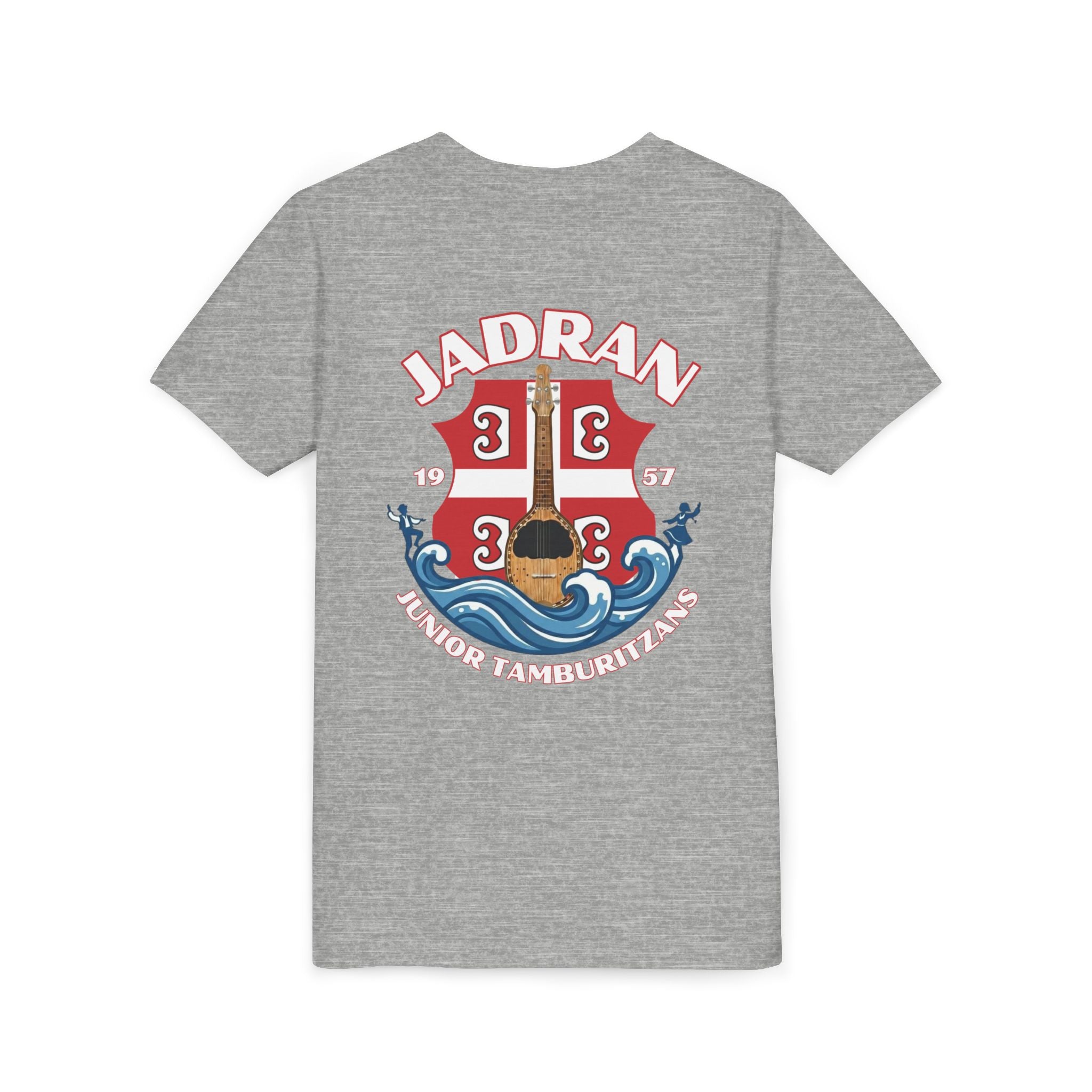 Jadran Junior Tamburitzans Kid Shirt - White and Red Lettering & Serbian Logo