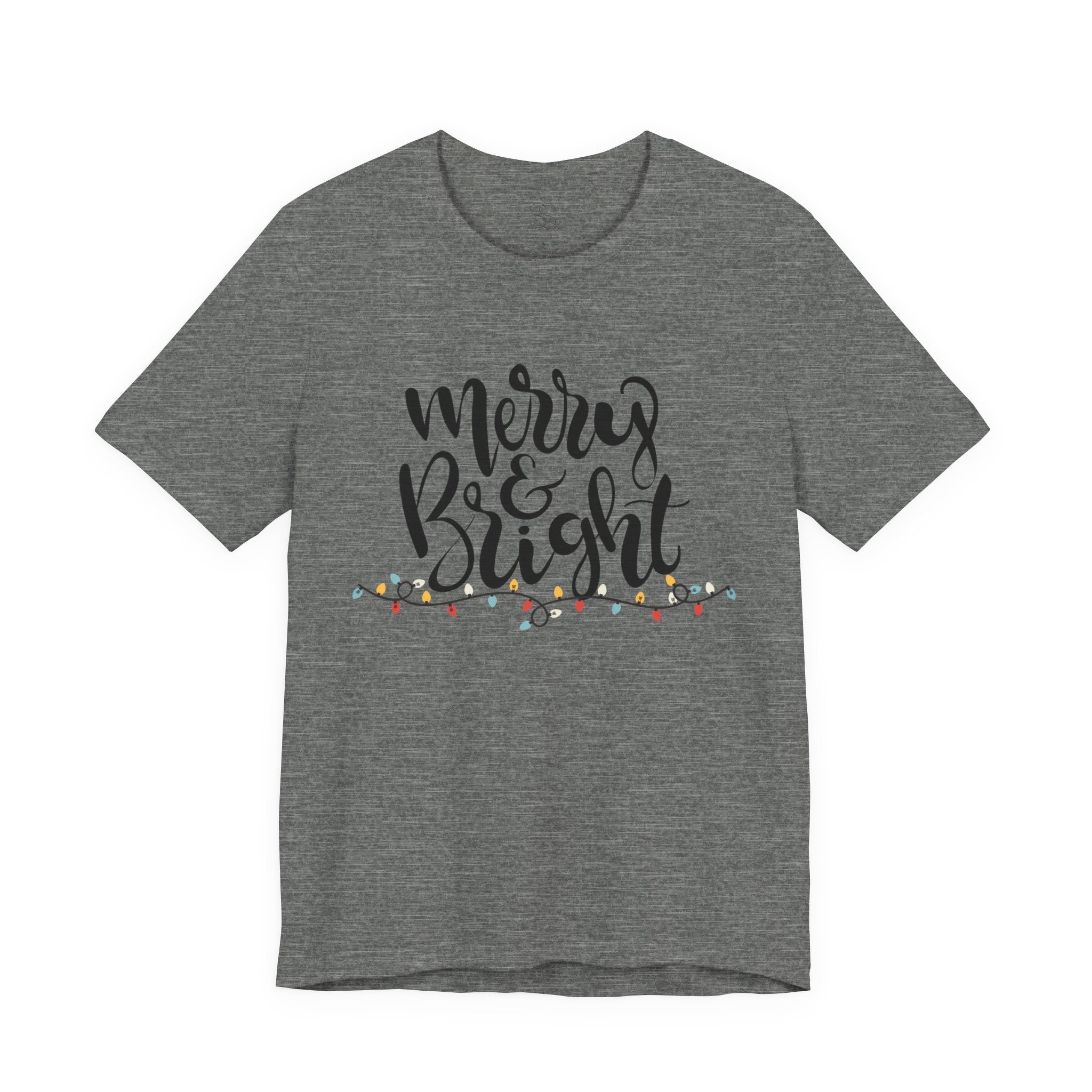 Merry & Bright Christmas Tee - Holiday Light Script T-Shirt