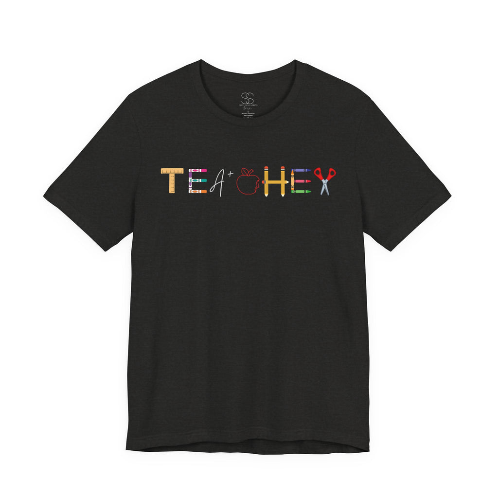 Teacher T-Shirt – Colorful School Supplies Design (TEACHER)