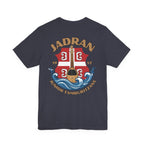 Jadran Junior Tamburitzans Adult T‑Shirt - Tan Lettering & Serbian Logo