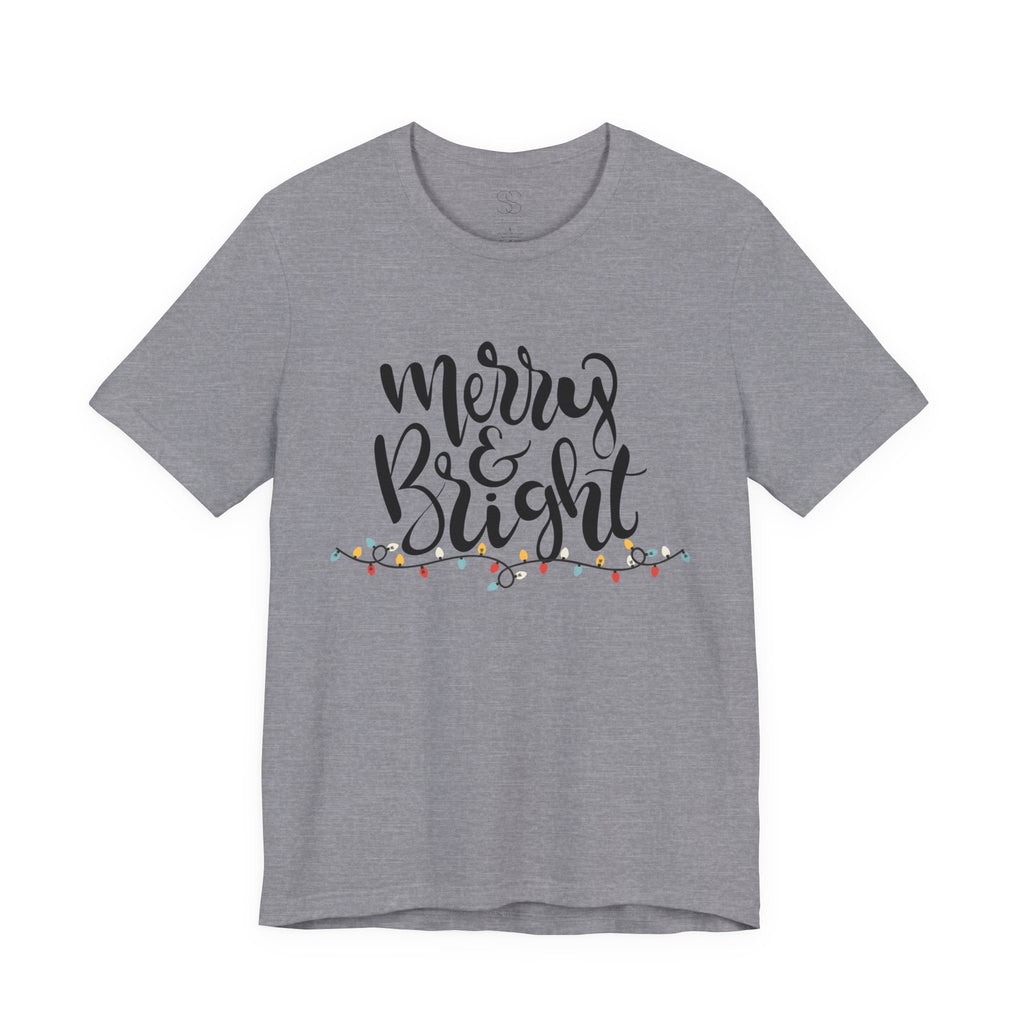 Merry & Bright Christmas Tee - Holiday Light Script T-Shirt