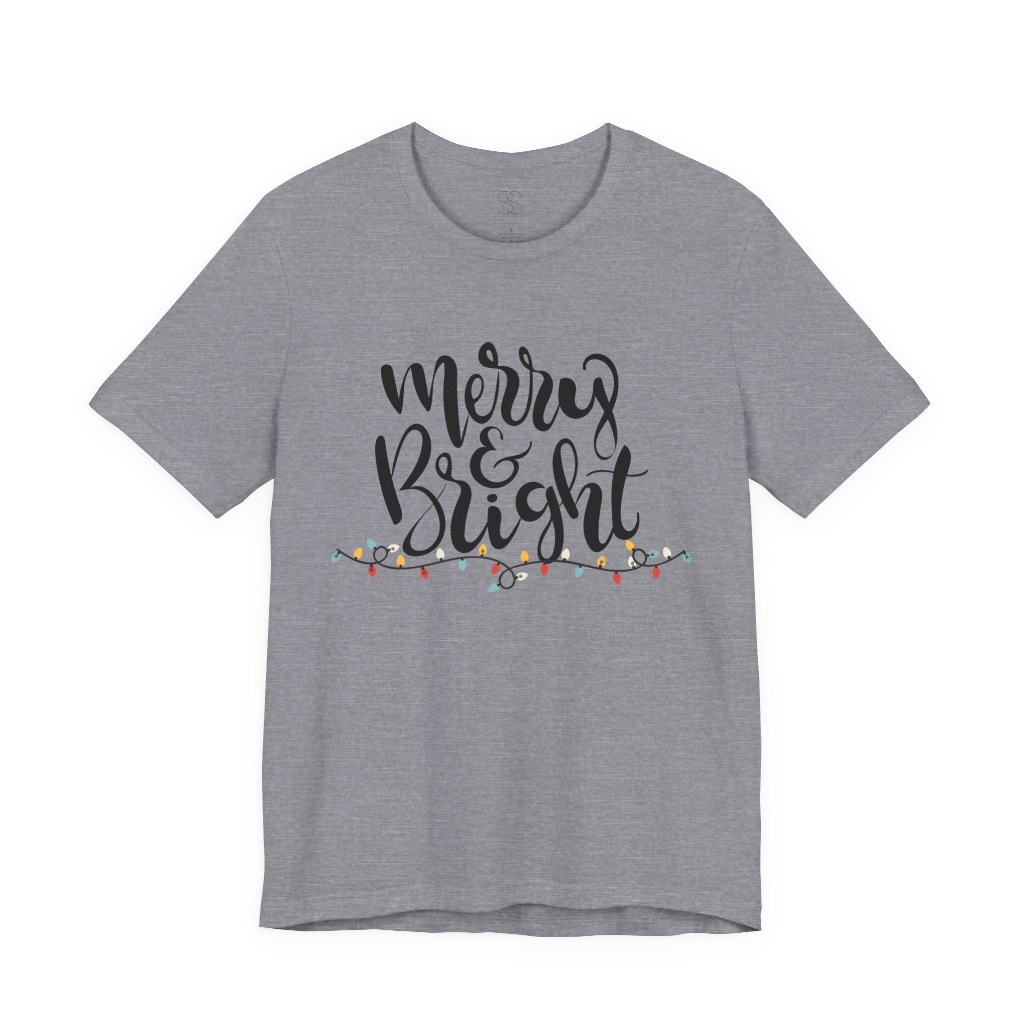 Merry & Bright Christmas Tee - Holiday Light Script T-Shirt