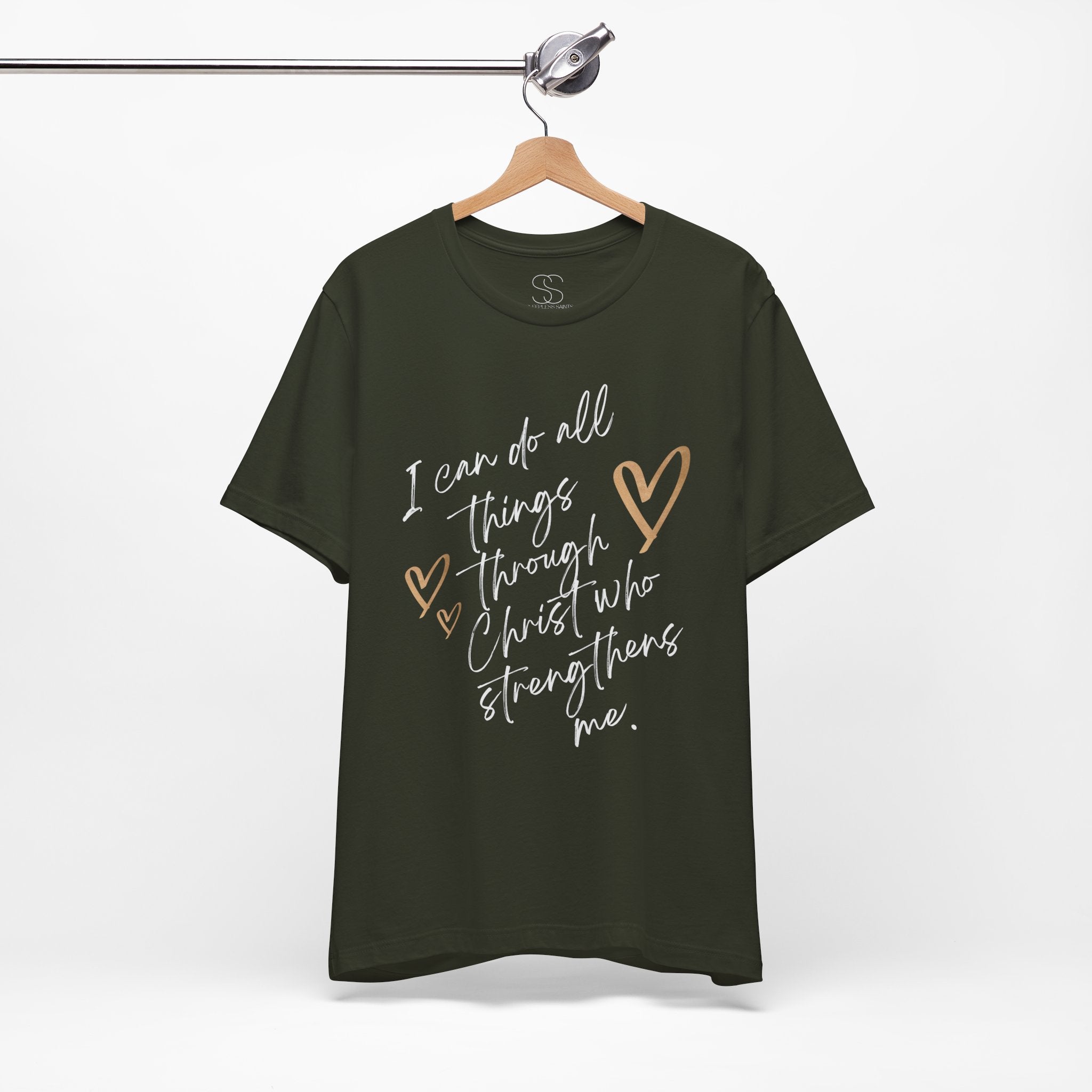 Christian Faith T-Shirt — "I can do all things through Christ who strengthens me" Script Tee