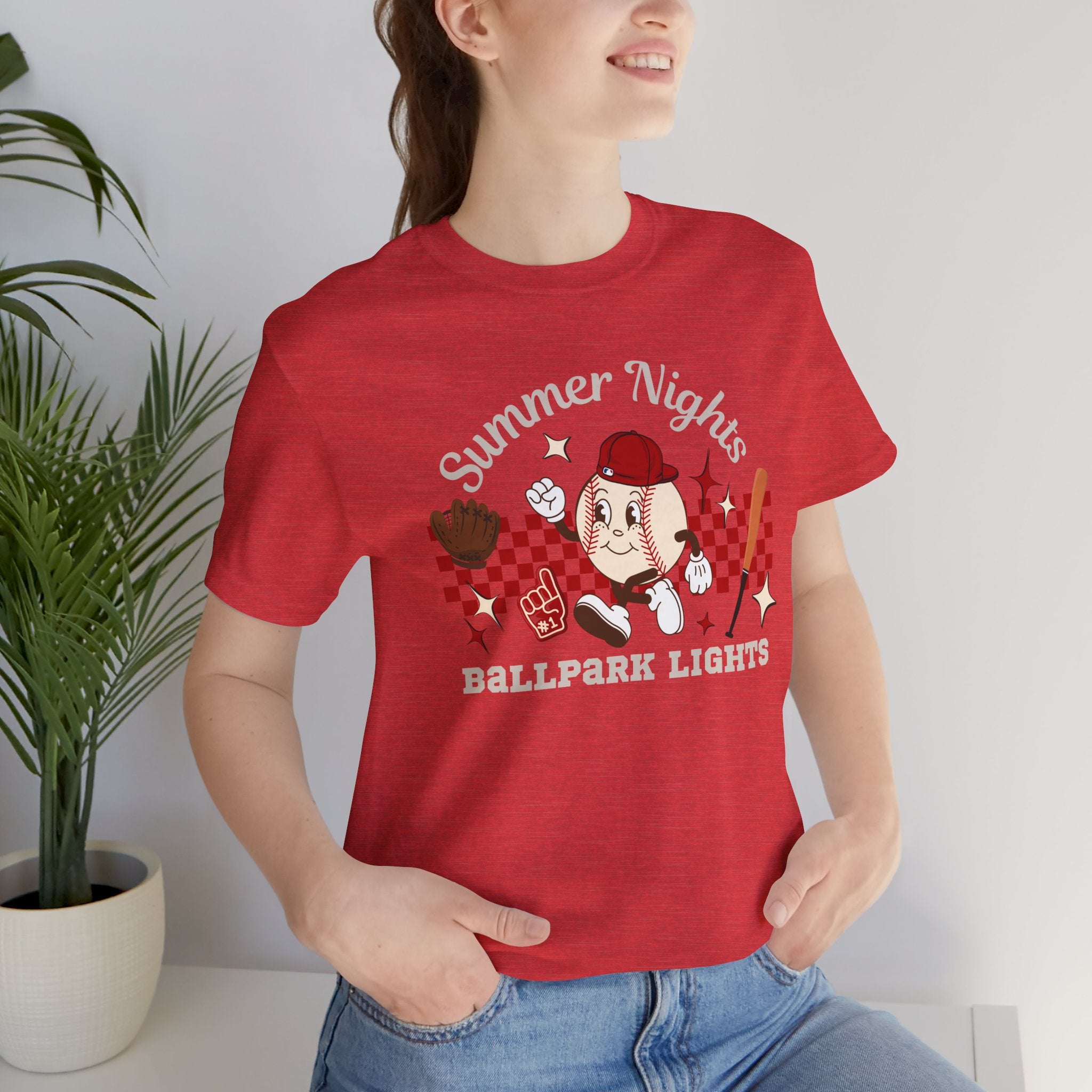 Summer Nights Ballpark Lights Tee — Retro Baseball Graphic T-Shirt