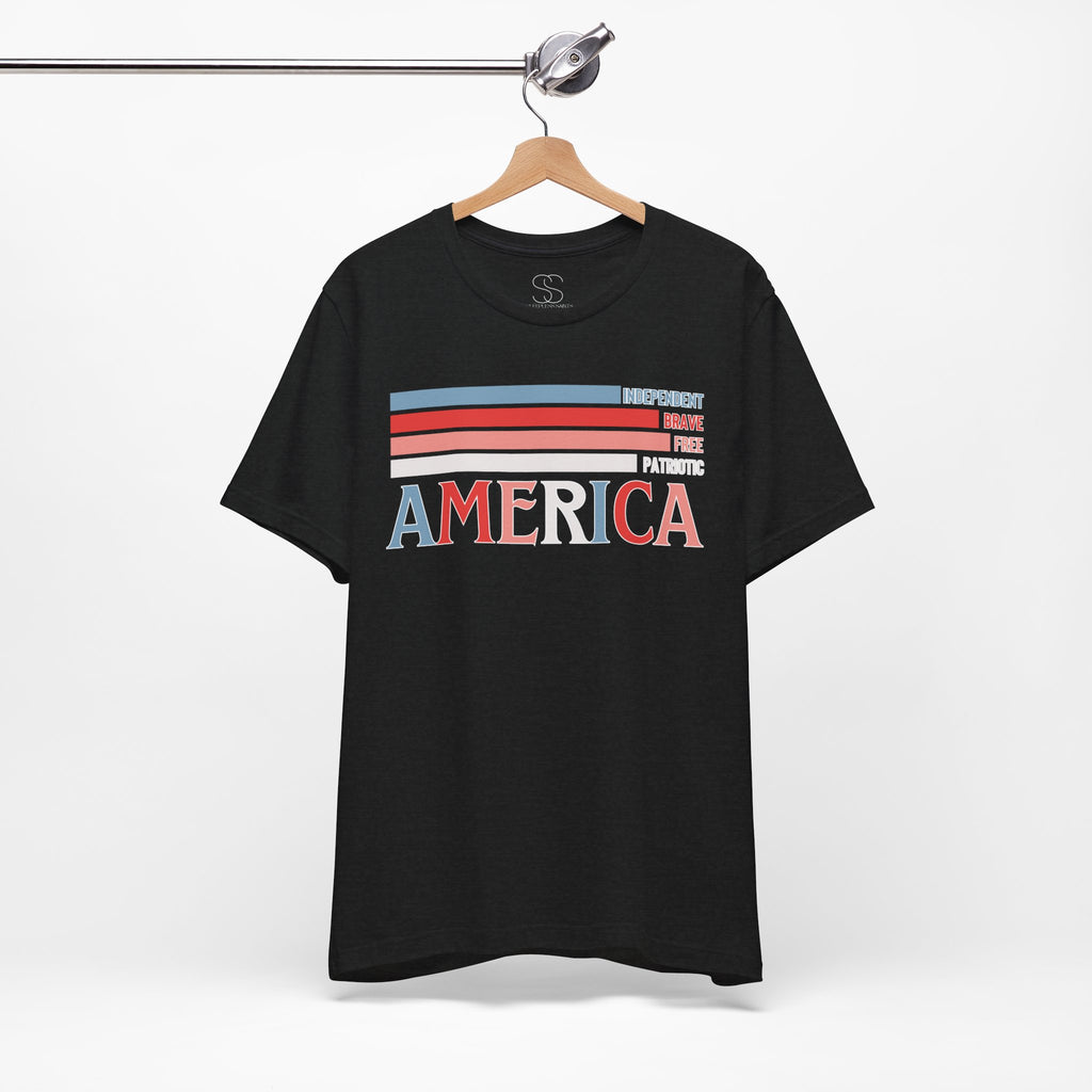 America Patriotic T-Shirt – Retro Stars & Stripes Graphic Tee