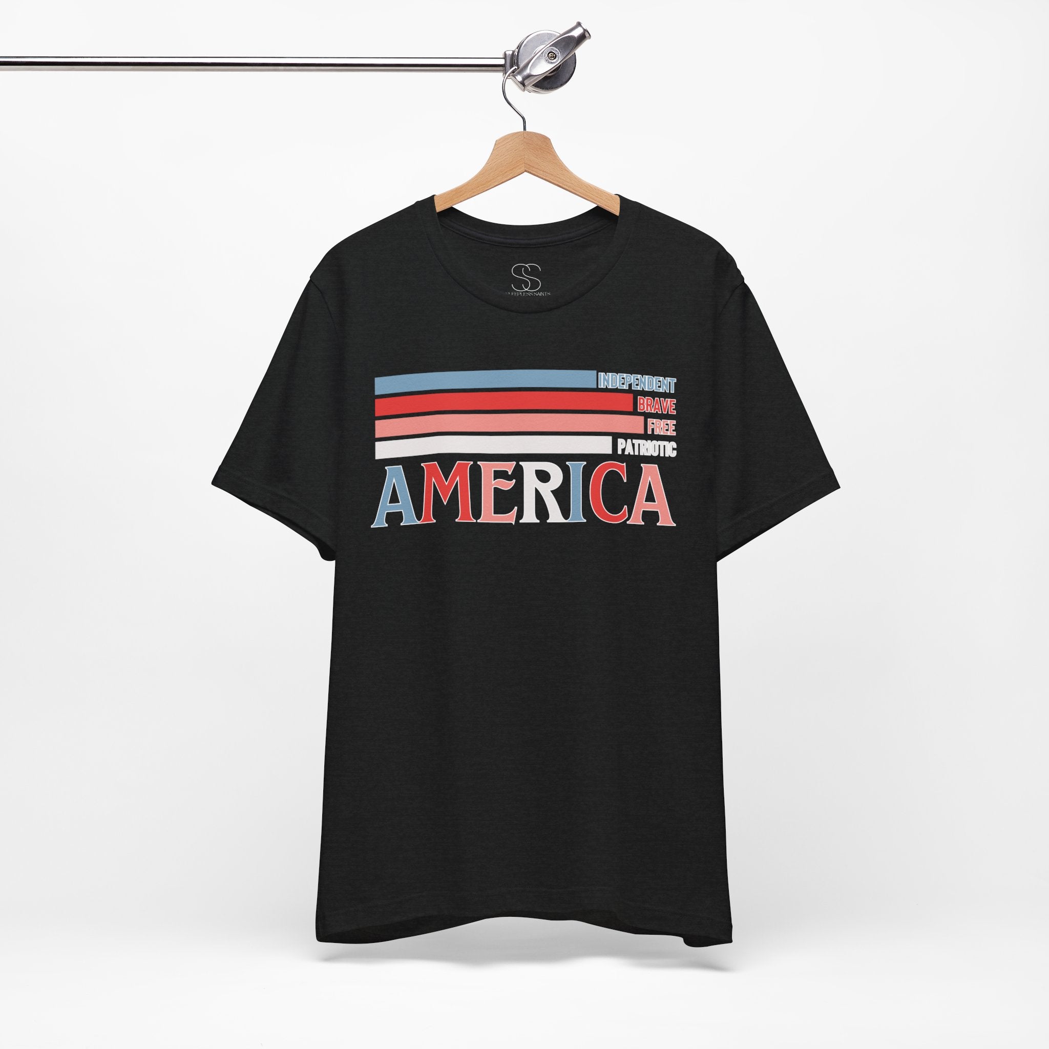 America Patriotic T-Shirt – Retro Stars & Stripes Graphic Tee