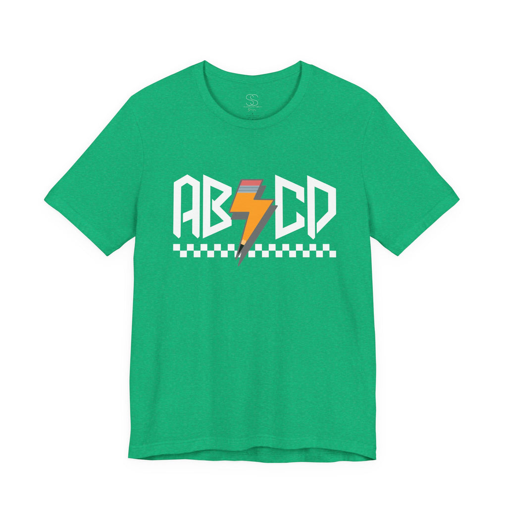 ABCD Lightning Bolt Tee - Retro Racing Checkerboard Graphic T-Shirt