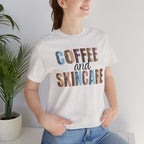 Coffee and Skincare Tee — Animal Pattern Graphic T-Shirt for Beauty Lovers
