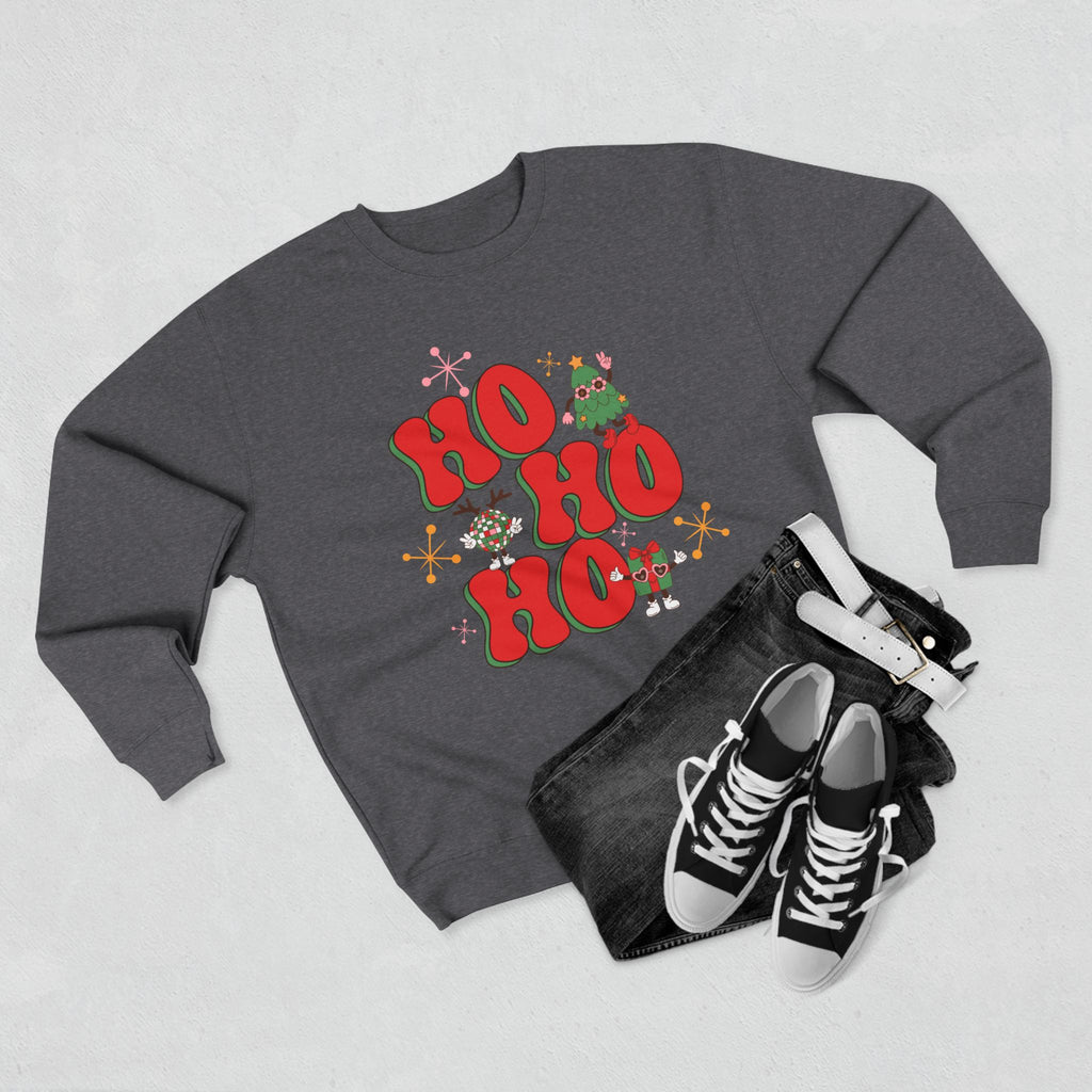 Ho Ho Ho Christmas Sweatshirt — Festive Elf & Reindeer Holiday Crewneck