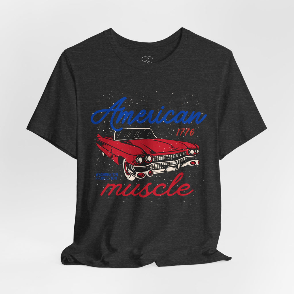 American Muscle Tee - Vintage Red Classic Car 1776 Patriotic Shirt