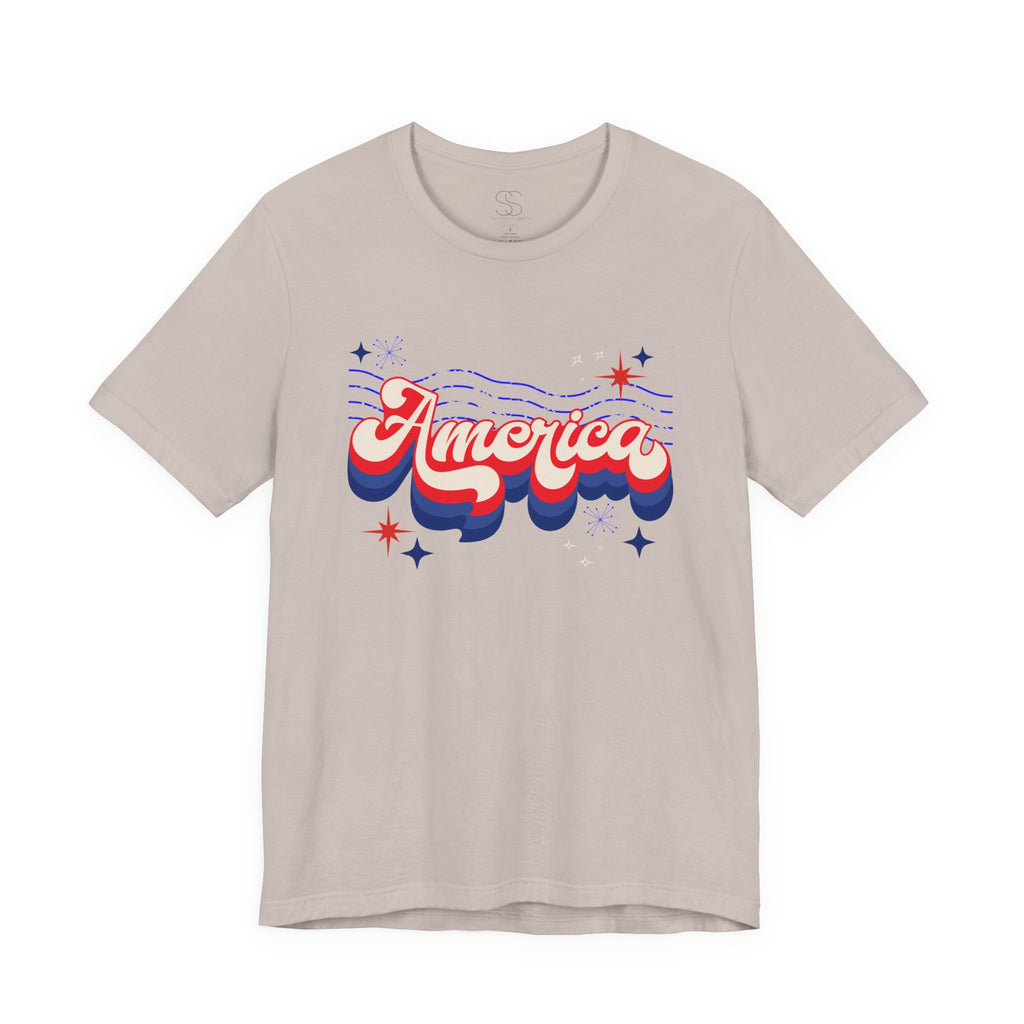 America Retro Graphic Tee - Patriotic 4th of July T-Shirt
