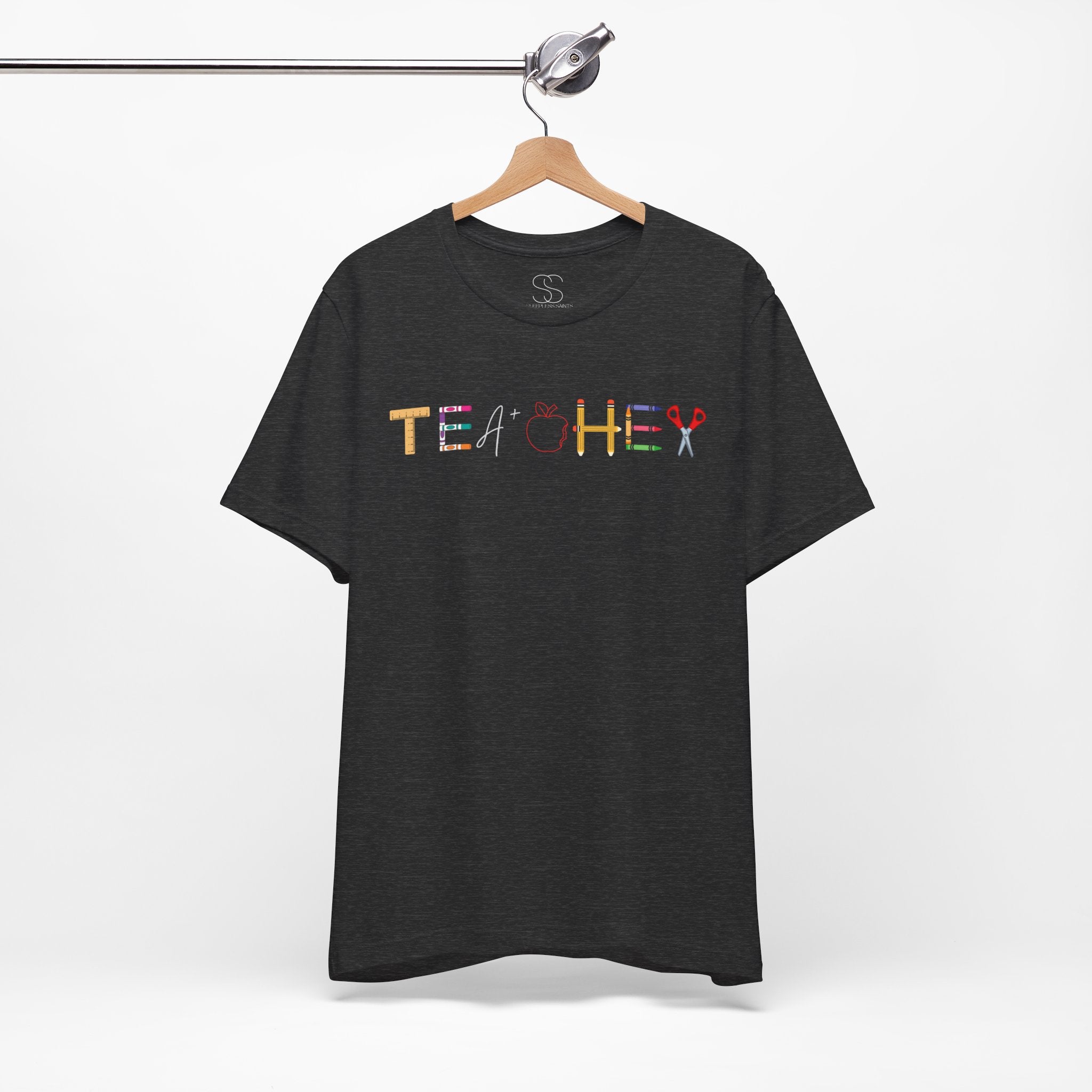 Teacher T-Shirt – Colorful School Supplies Design (TEACHER)