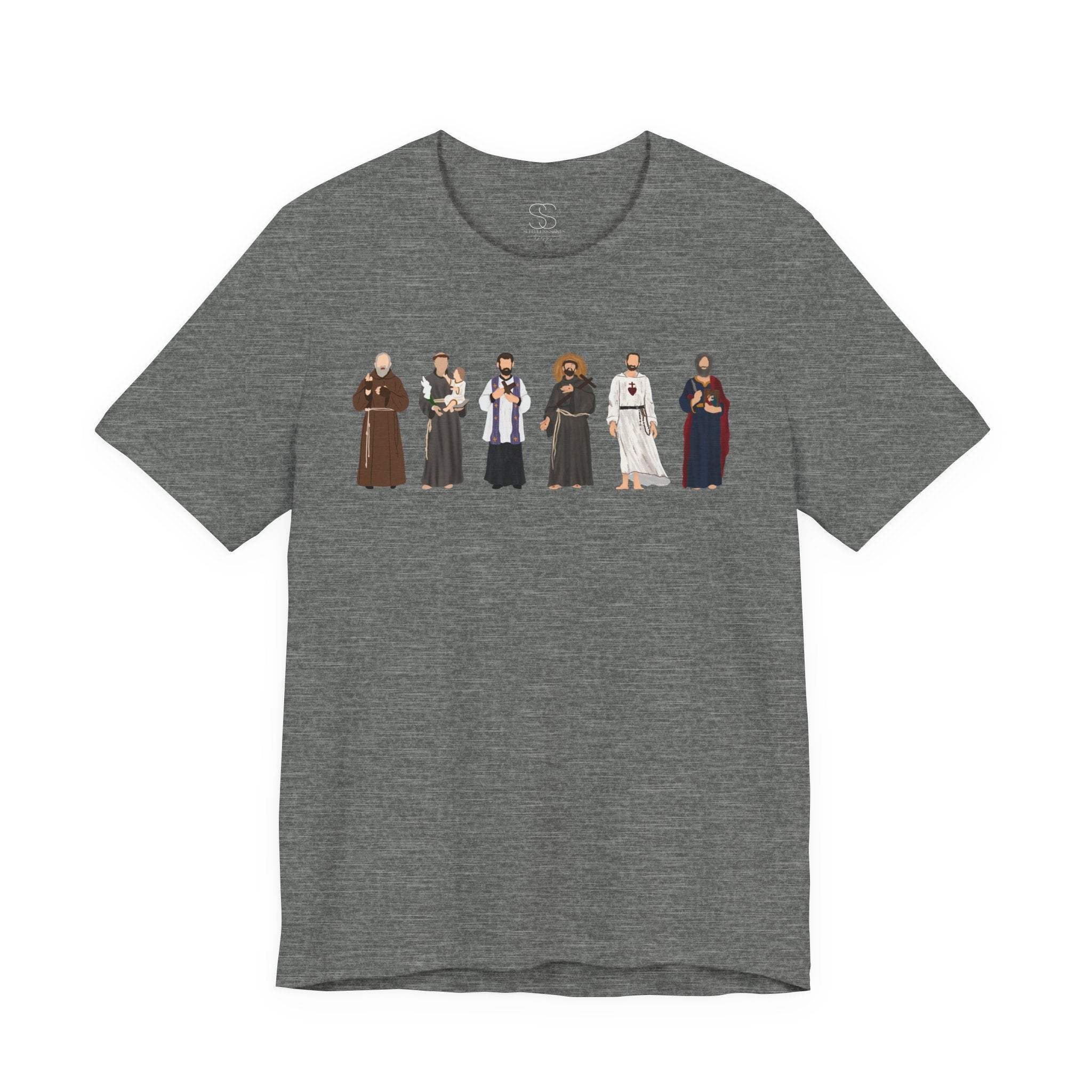 Religious Figures Lineup Tee — Saints & Clergy Portrait T-Shirt