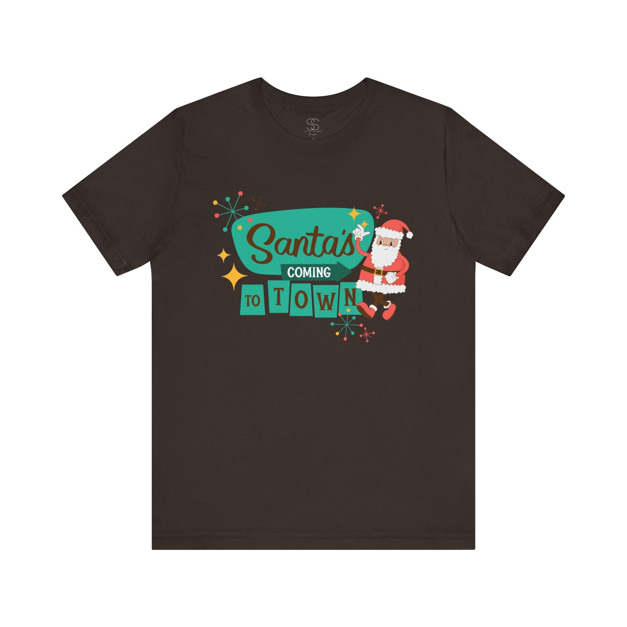Santa's Coming to Town T-Shirt - Retro Christmas Tee with Santa Graphic