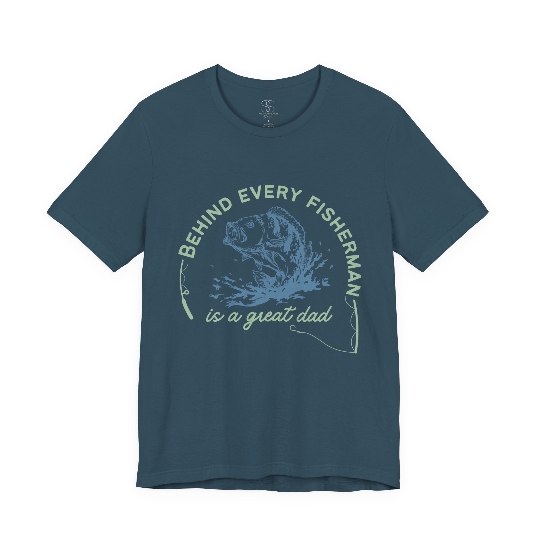 Fishing Dad T-Shirt – “Behind Every Fisherman is a Great Dad” Graphic Tee