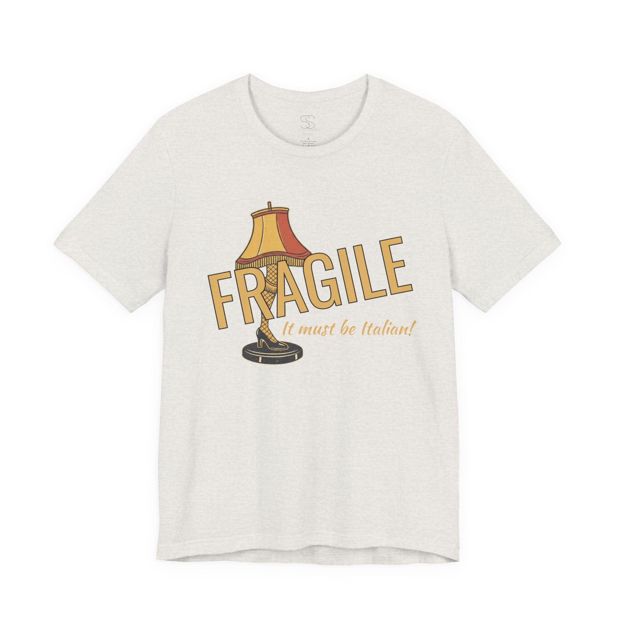 Fragile Lamp Tee — "It Must Be Italian" Retro Graphic T-Shirt