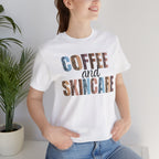 Coffee and Skincare Tee — Animal Pattern Graphic T-Shirt for Beauty Lovers