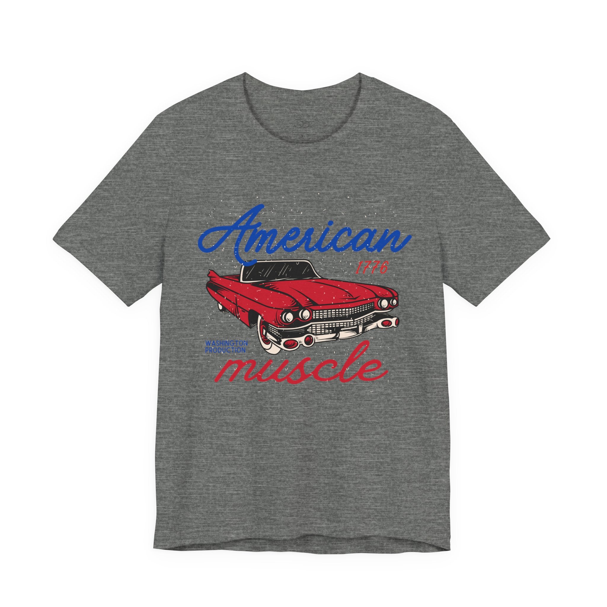 American Muscle Tee - Vintage Red Classic Car 1776 Patriotic Shirt