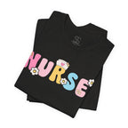 Nurse Floral Bubble Letter T-Shirt — Cute Pastel Tee
