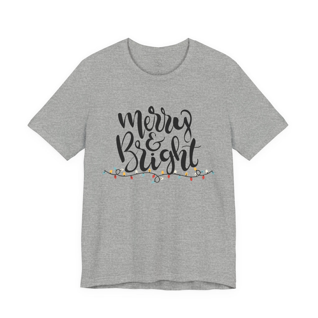 Merry & Bright Christmas Tee - Holiday Light Script T-Shirt