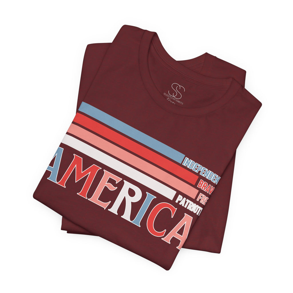America Patriotic T-Shirt – Retro Stars & Stripes Graphic Tee