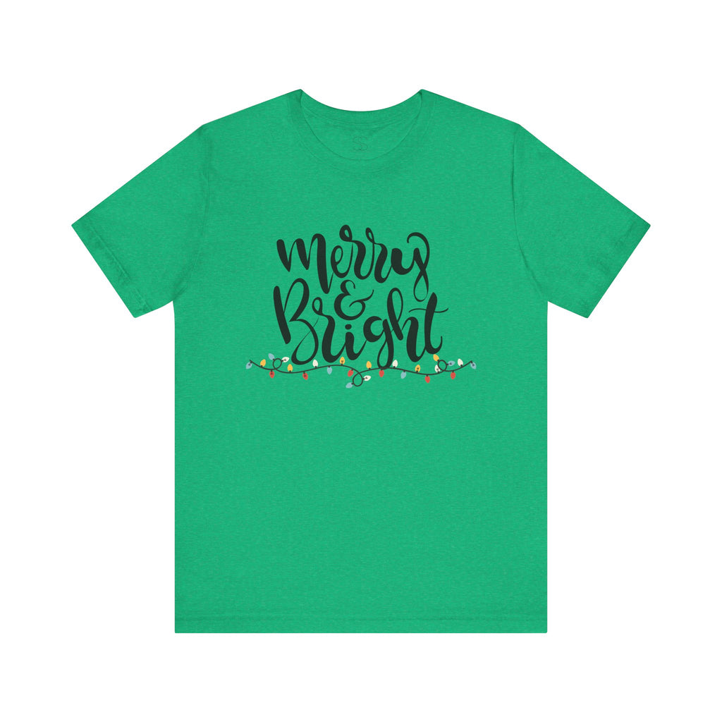 Merry & Bright Christmas Tee - Holiday Light Script T-Shirt