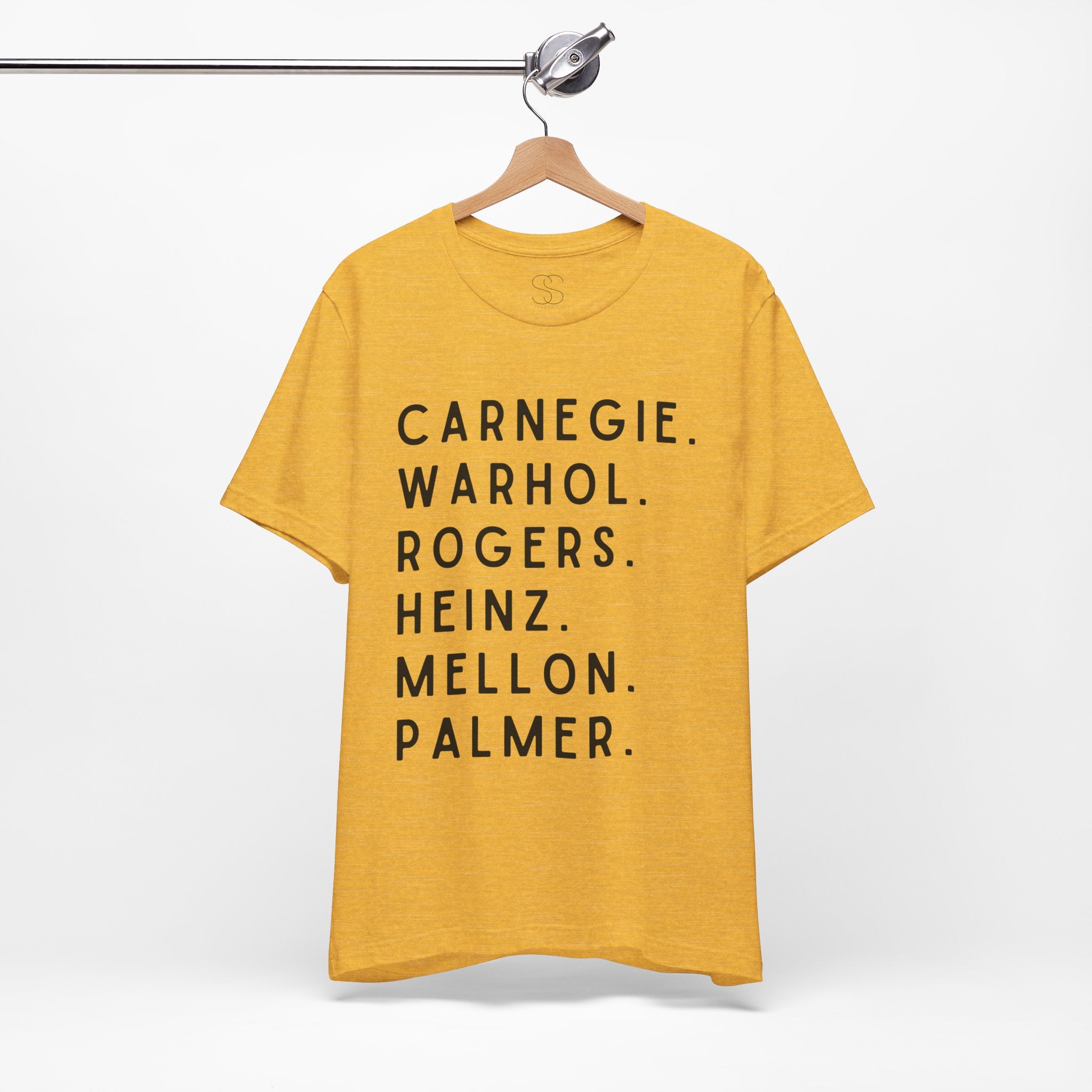 Pittsburgh Names Tee — Carnegie, Warhol, Rogers, Heinz, Mellon, Palmer