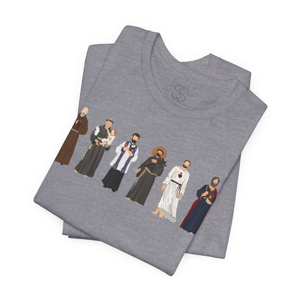 Religious Figures Lineup Tee — Saints & Clergy Portrait T-Shirt