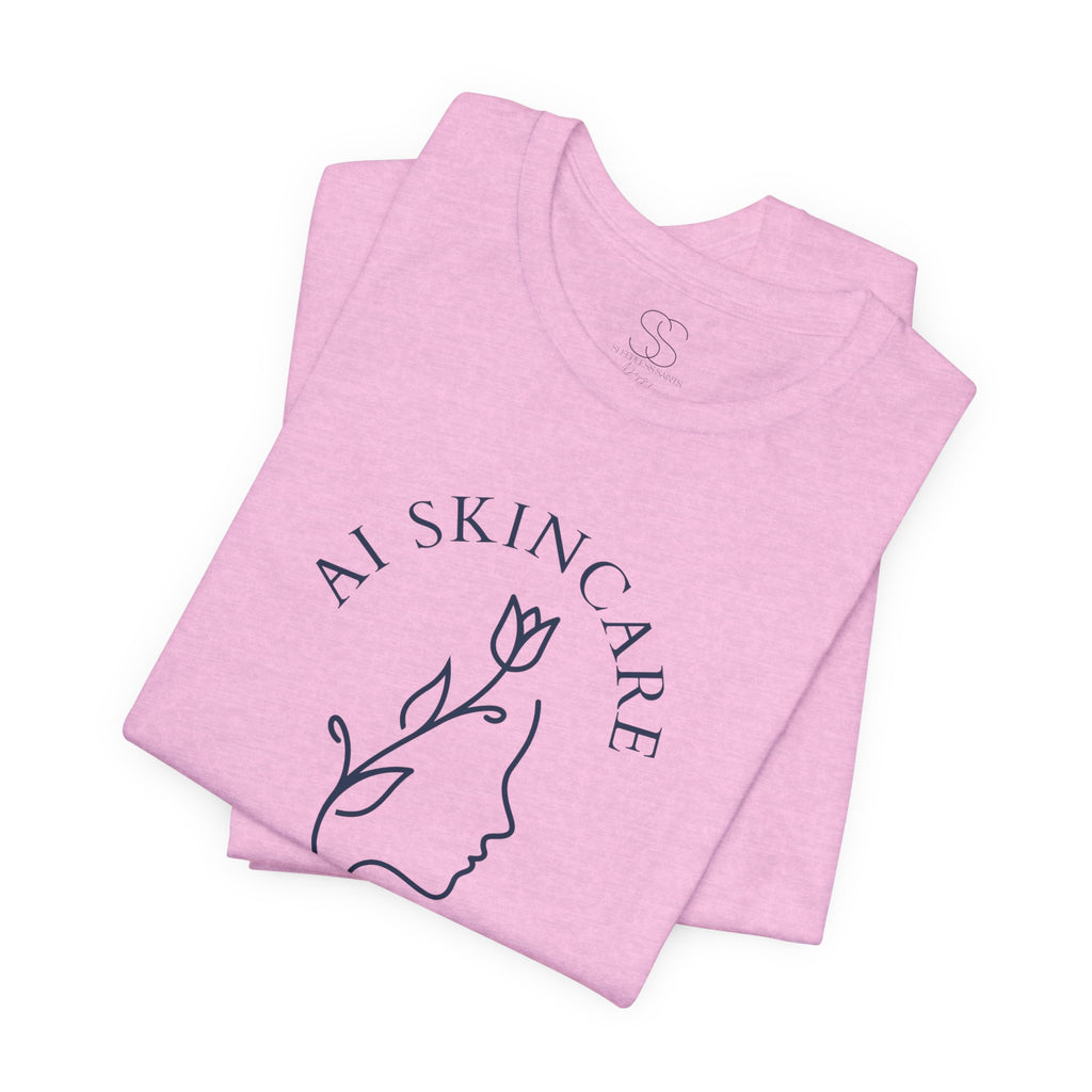 Skincare Logo Tee — AI Skincare Minimalist Floral Face T-Shirt