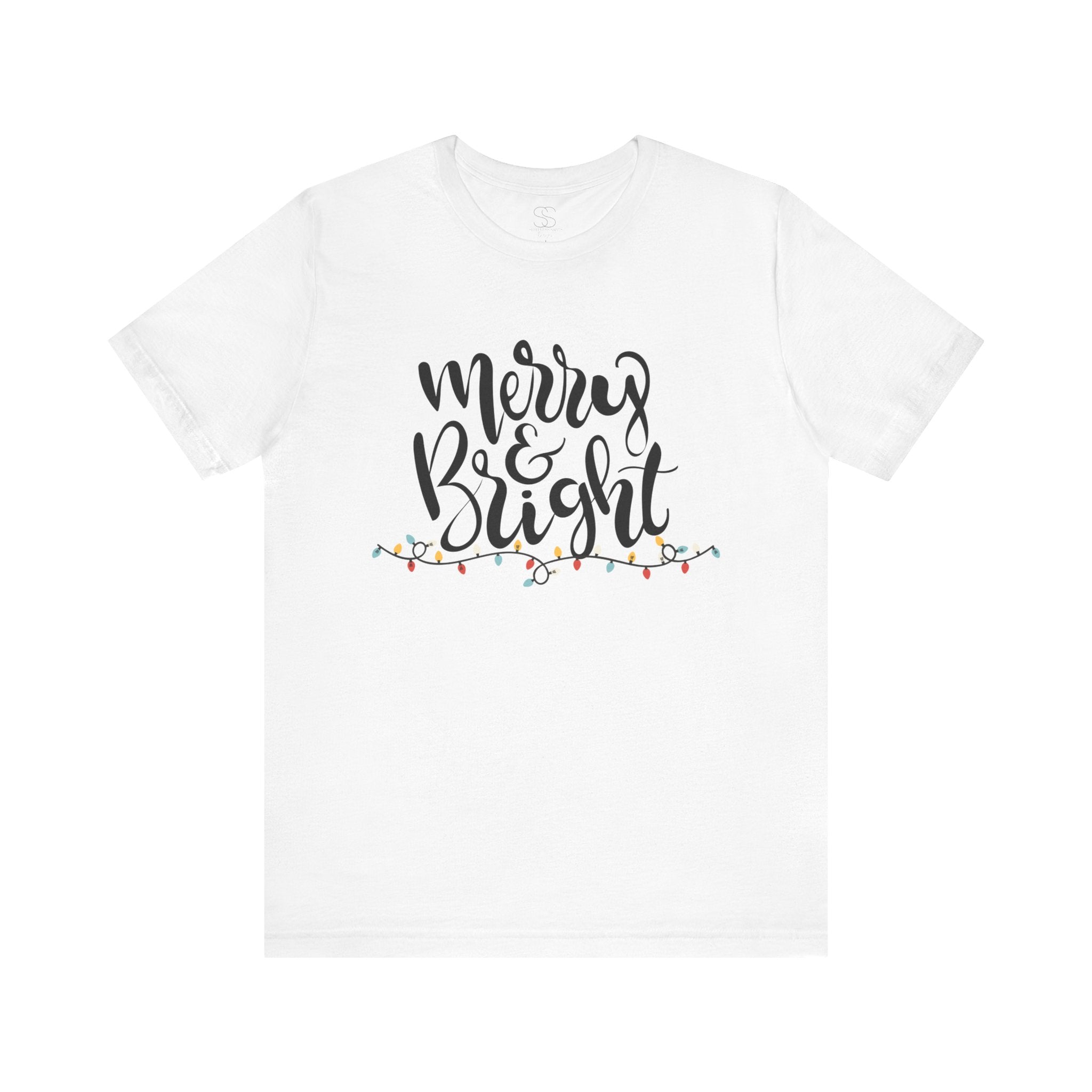 Merry & Bright Christmas Tee - Holiday Light Script T-Shirt
