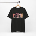Mama Retro Lightning Tee – Vintage Checkered Mom T-Shirt