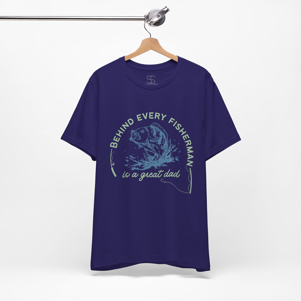 Fishing Dad T-Shirt – “Behind Every Fisherman is a Great Dad” Graphic Tee