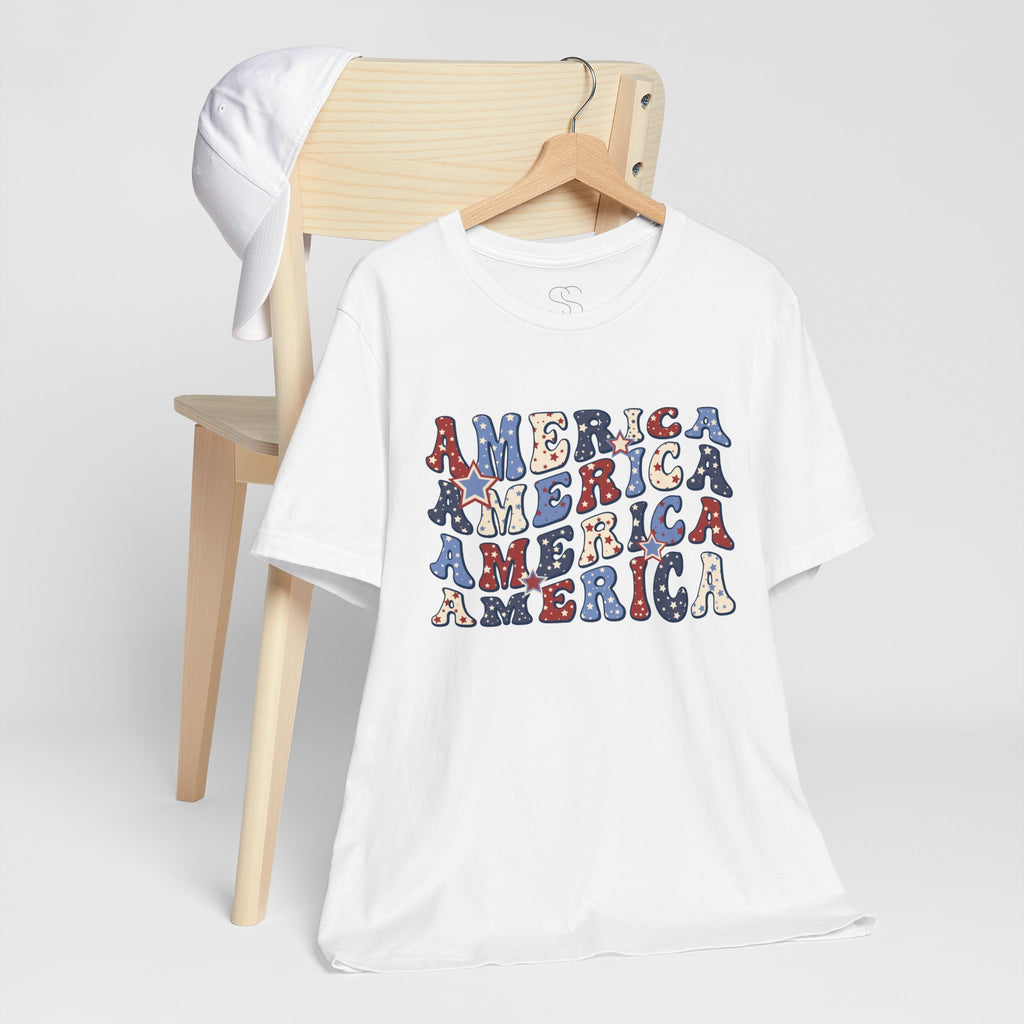 America Retro Adult T-Shirt - Vintage Patriotic 4th of July Tee