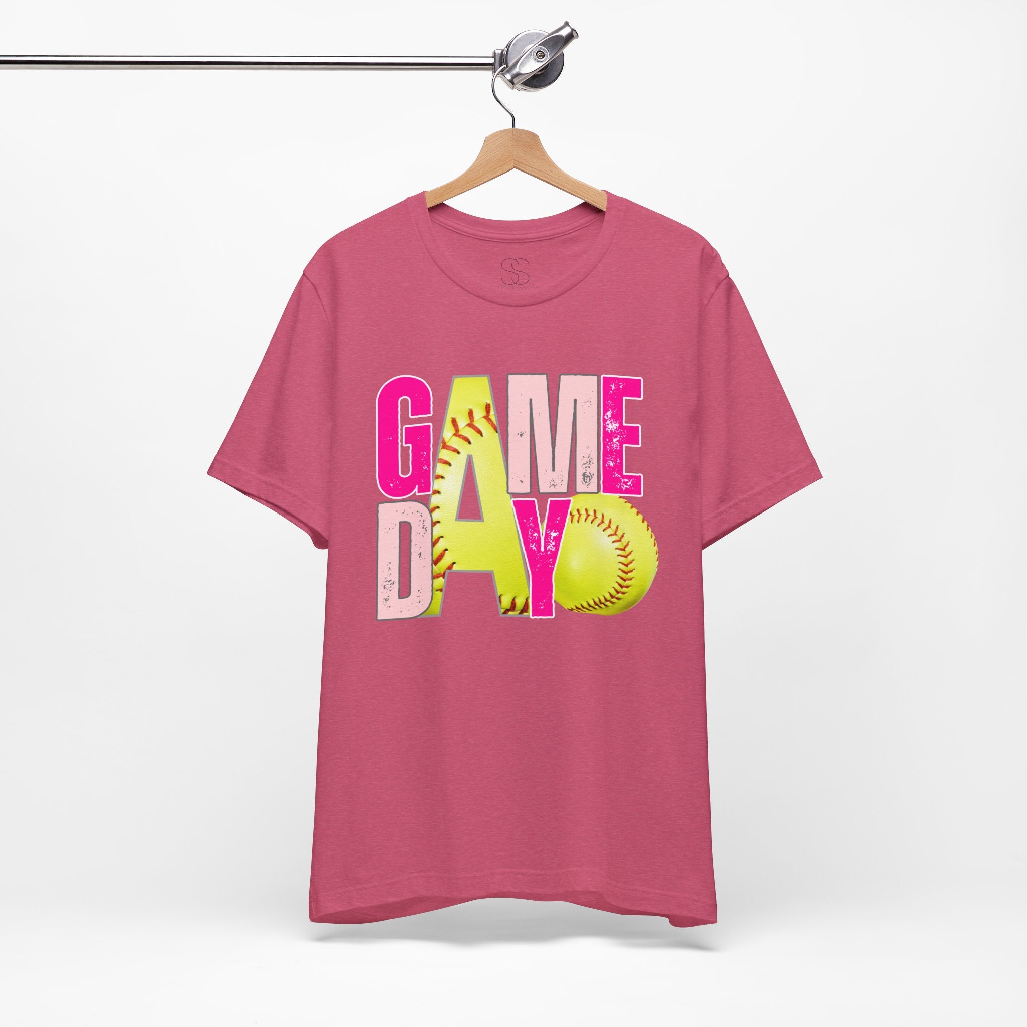 Game Day Softball T-Shirt – Bright Pink & Yellow Softball Graphic Tee